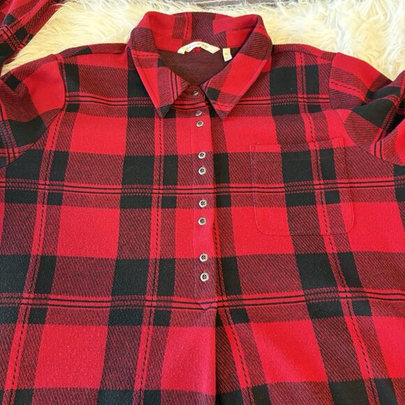 Soft Surroundings Mad About Plaid Red Buffalo Check Tunic Top Womens XL Boho - Picture 6 of 9